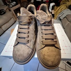 Alexander McQueen Men's Tan Suede Sneakers